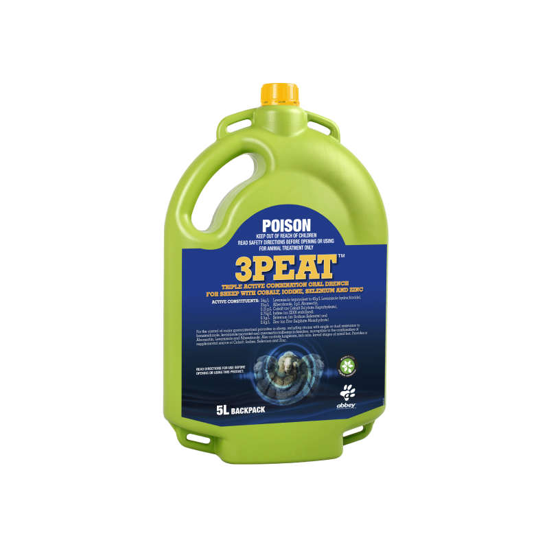 Abbey 3PEAT™ Triple Active Combination Oral Drench for Sheep with Cobalt, Iodine, Selenium and Zinc
